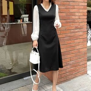 White and black dress